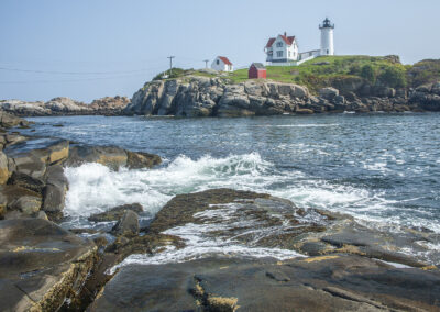 Cape Neddick Lighthouse and the surrounding waters in Maine