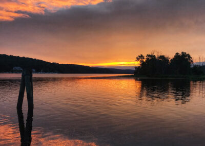 A dramatic sunset at the Salmon River boat launch in East Haddam, Connecticut