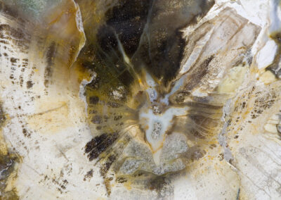Mineral formations form a white angelic figure surrounded by yellow radiance