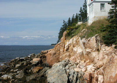 Bass Harbor Lighthouse on a rocky Maine shoreline