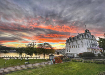 Picnic tables near Goodspeed Opera House on the Connecticut River