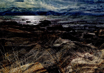 Photo composition of seascape and mineral microphotograph