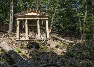Photo of a columned ruin at New England Botanic Garden at Tower Hill in Massachusetts
