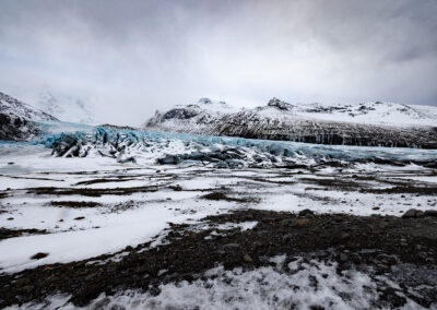 Icy hills and fog in Iceland