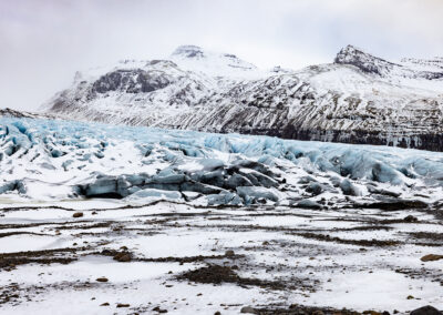 Vatnajökull glacier with icy pond in foreground