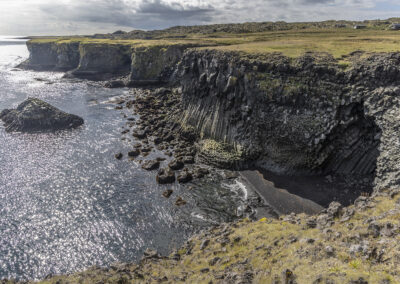 Cliffs overlook the coastline at Arnarstapi, Iceland