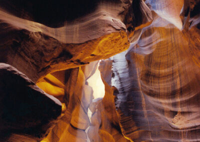 Curved sandstone surfaces in Antelope Canyon in Arizona