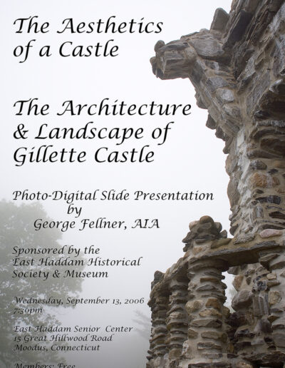 Program poster for The Aesthetics of a Castle: The Architecture and Landscape of Gillette Castle