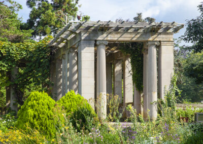 A columned portico in Harkness State Park in Waterford, Connecticut