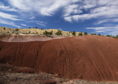 Landscape photo with multicolored eroded canyon