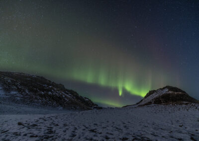 Green aurora borealis scene in Iceland