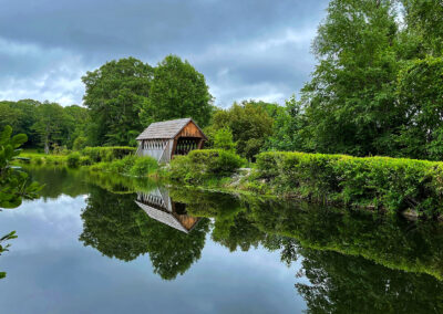 A covered bridge at Lavender Pond Farm in Connecticut