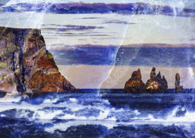 Photo composition of seascape and mineral macrophotograph