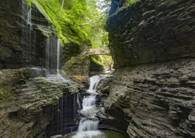 Photo of waterfalls and bridge at Watkins Glen, New York