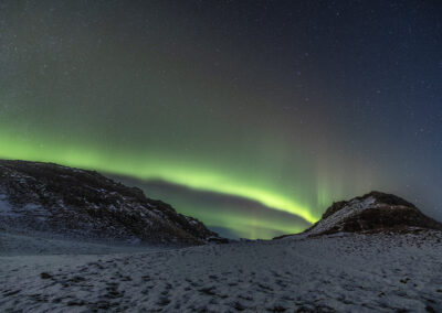 Green aurora borealis scene in Iceland