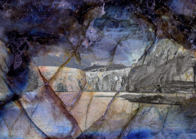 Photo composition of seascape and mineral macrophotograph