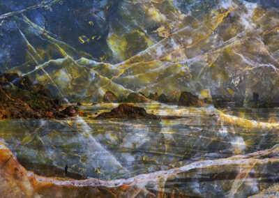 Photo composition of seascape and mineral macrophotograph