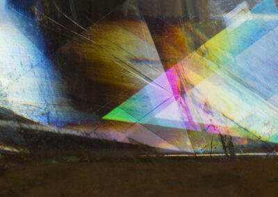 Iridescent crystals form a prismatic design