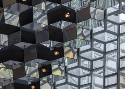 Cell-like glass walls of the Harpa Conference Center