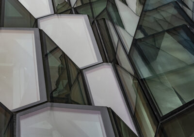 Cell-like glass walls of the Harpa Conference Center