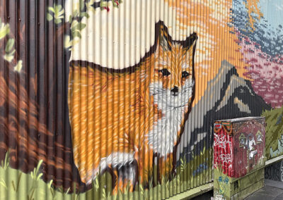 A mural of a fox on an Icelandic wall