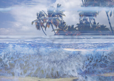 Photo composition of seascape and mineral macrophotograph