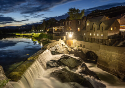 Night shot of Quechee Dam in Vermont
