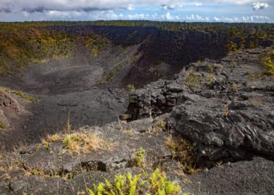 A volcanic field in a valley in Hawaii