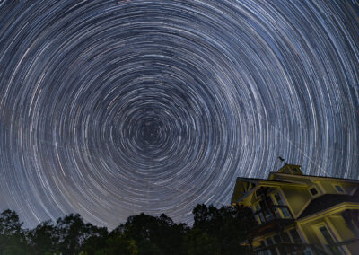 Time-lapse shot of stars in the night sky at Carlin Hill home in East Haddam, Conn.