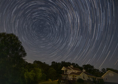 Time-lapse shot of stars in the night sky at Carlin Hill home in East Haddam, Conn.