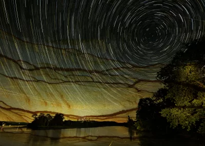 Photo composition of starfield with crystalline mineral