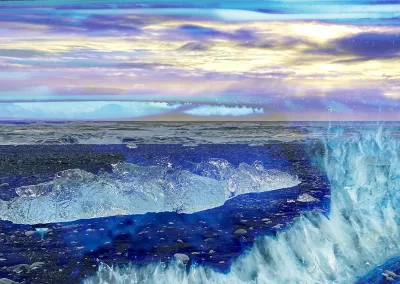 An icescape is combined with icy crystals to form a dream landscape