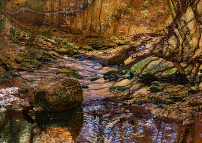 A landscape composition merged with pale colors